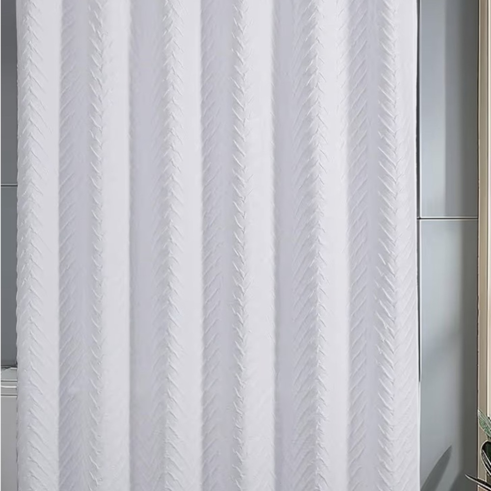 Elegant White Chevron Shower Curtain